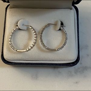 White gold diamond hoop earrings